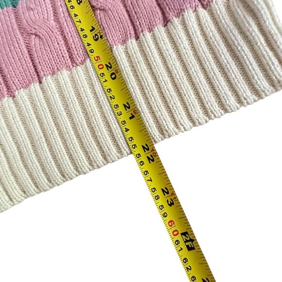 POLO RALPH LAUREN | M Striped Cable Knit Short Sleeve Sweater Pastel Old Money - Picture 6 of 6
